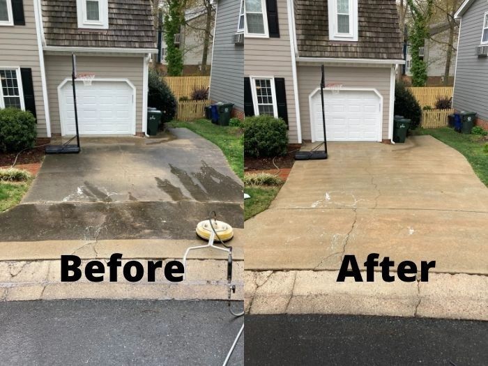 Before and after driveway cleaning